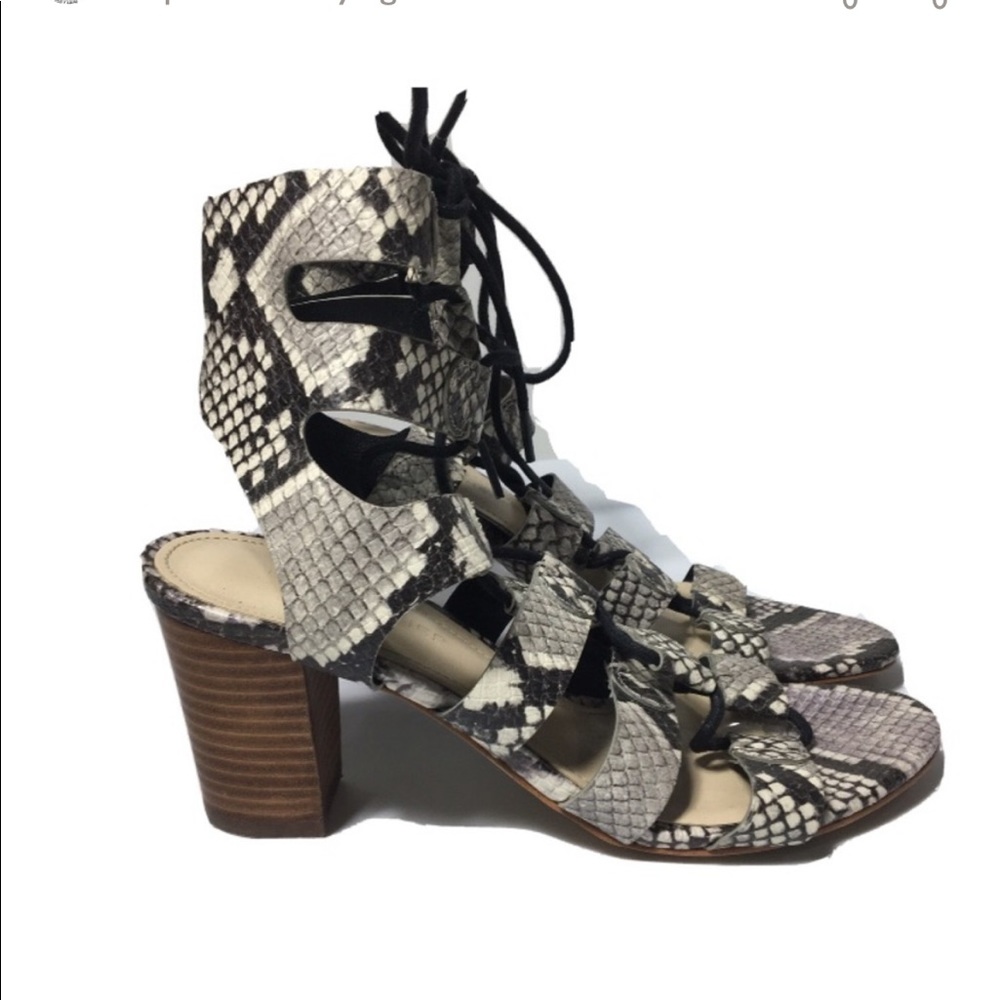 Marc Fisher Snake Print Block Heels Lace Up Sigh … - image 2